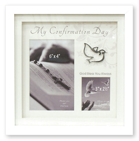 confirmation photo frame white
