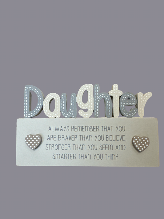 DAUGHTER CUTOUT BLOCK GREY WOOD