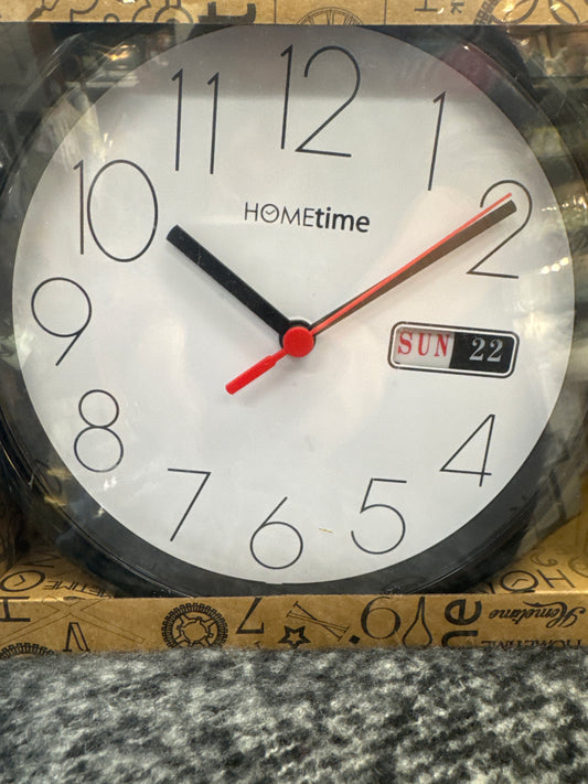 Black Wall Clock Date & Time