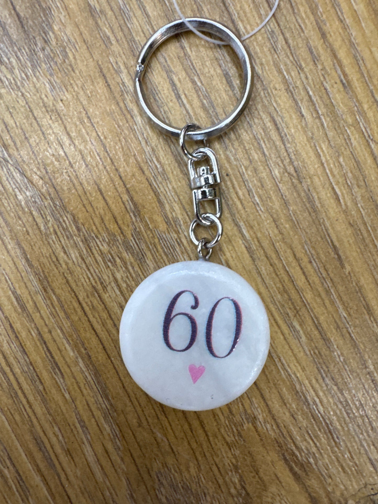 60th Birthday Marble Stone Key Ring