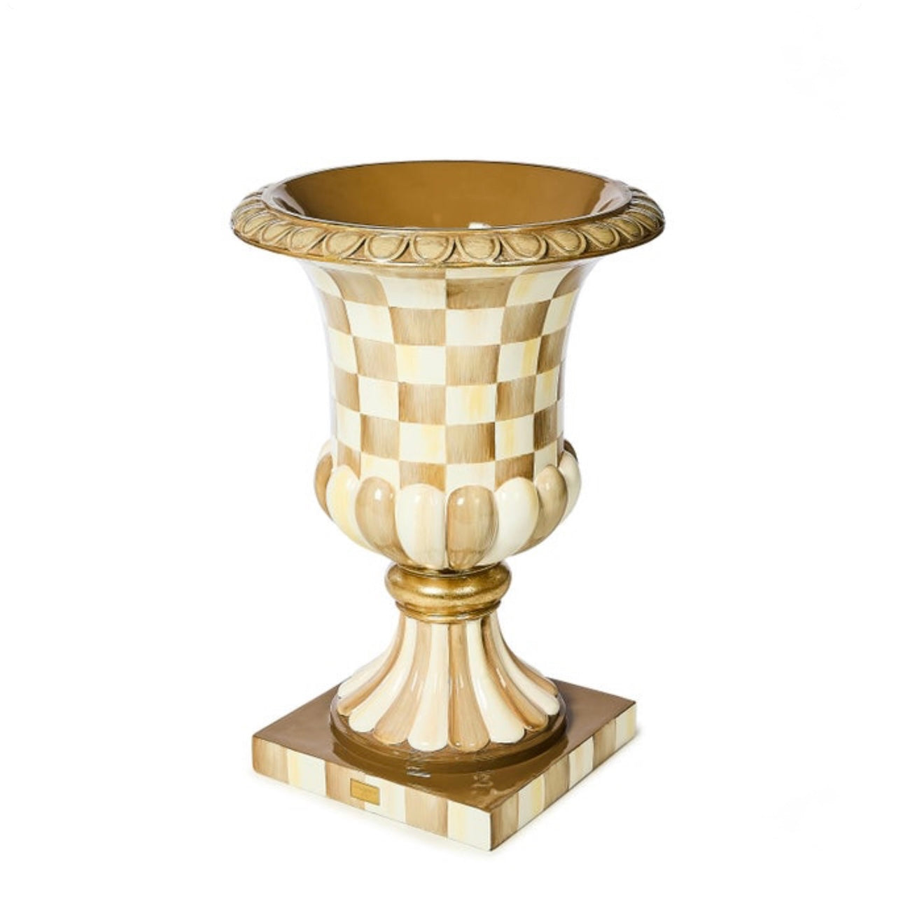 Mocha Check Pedestal Urn