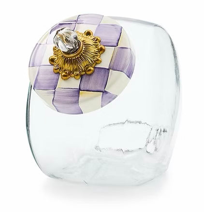 Cookie Jar with Violet Check Lid
