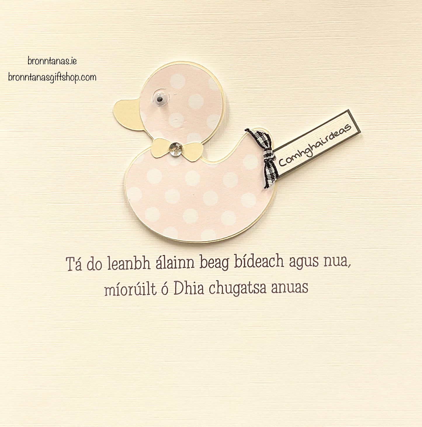Handmade Baby Girl As Gaeilge Card Duck