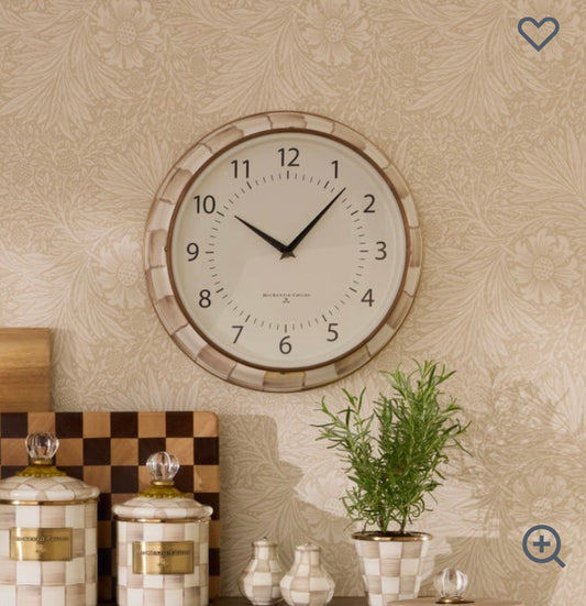 Mocha Check School Wall Clock