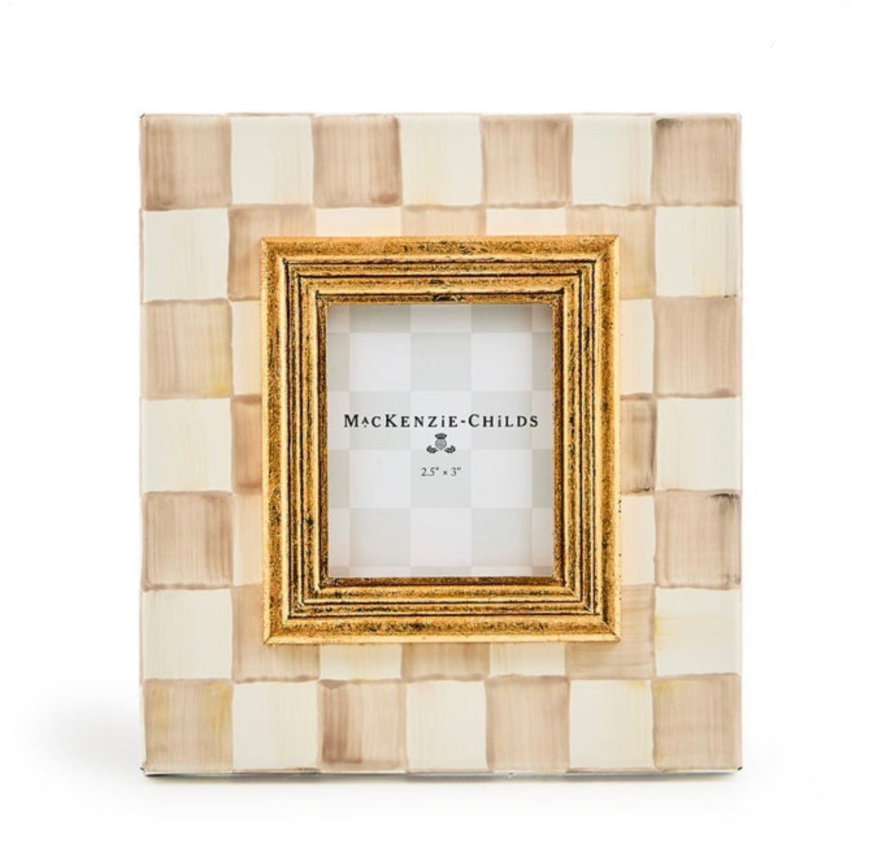 Mocha Check Photo Frame 2.5” x 3”