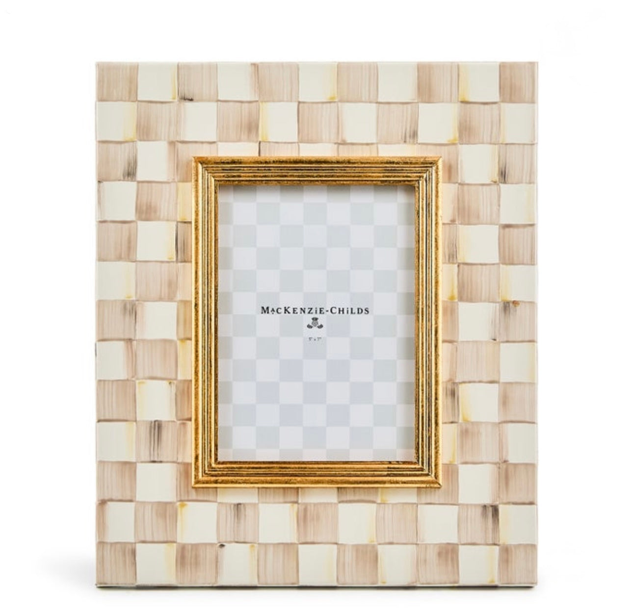 Mocha Check Photo Frame 5” x 7”