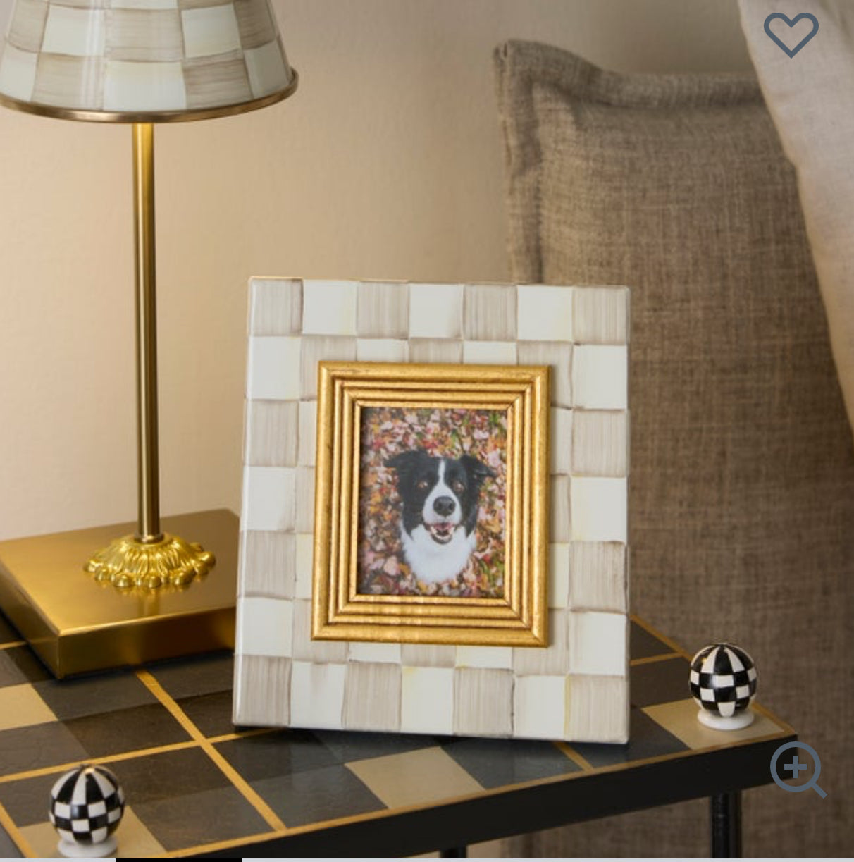 Mocha Check Photo Frame 2.5” x 3”