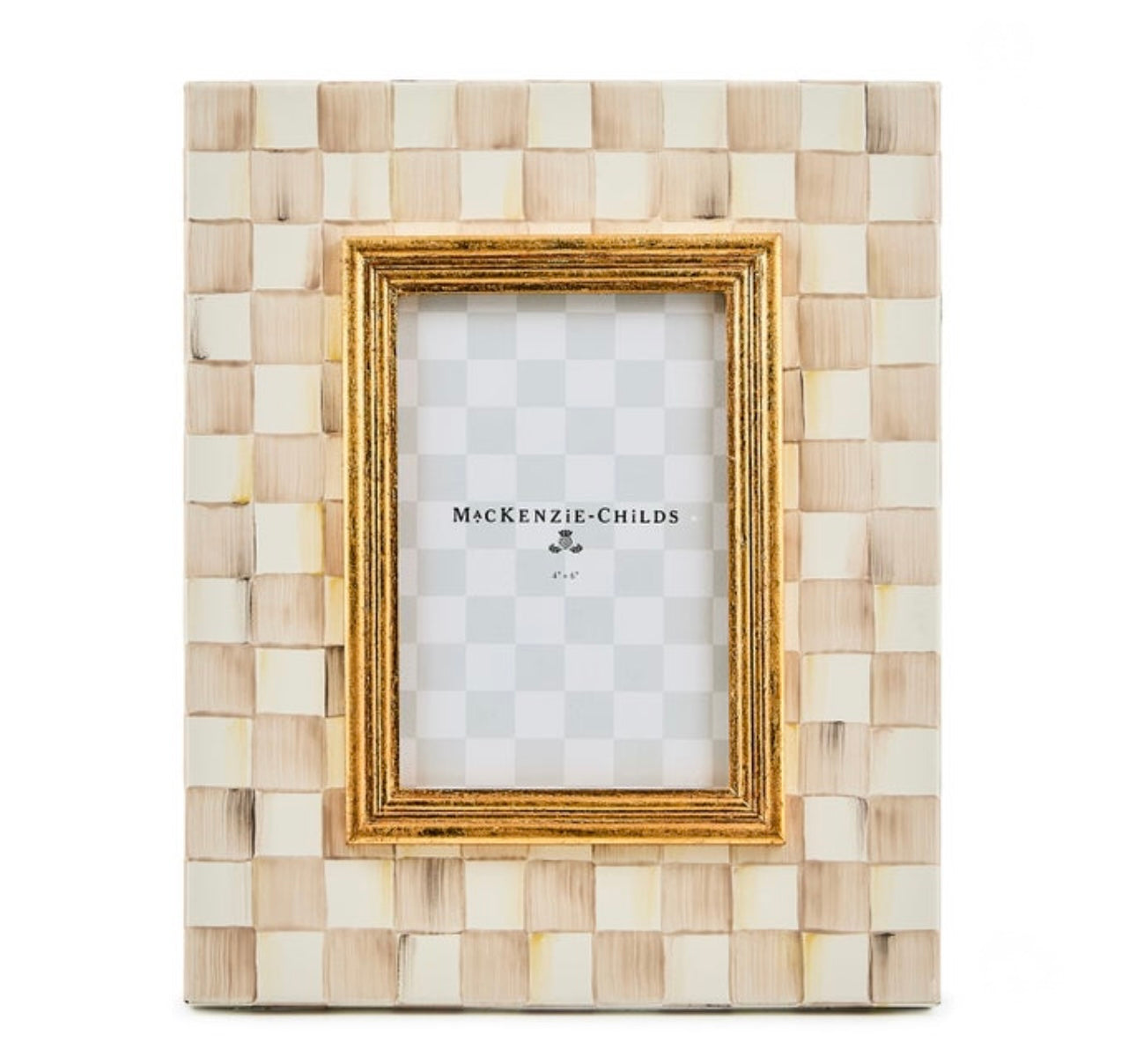 Mocha Check Photo Frame 4” x 6”