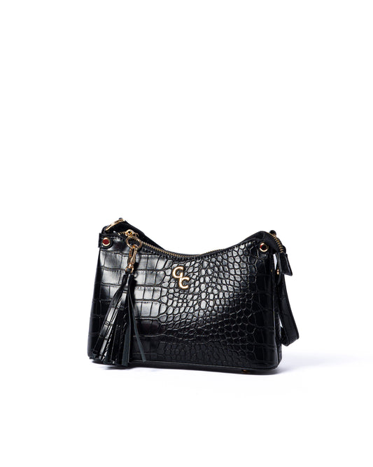 Mini Shoulder Bag Black Croc