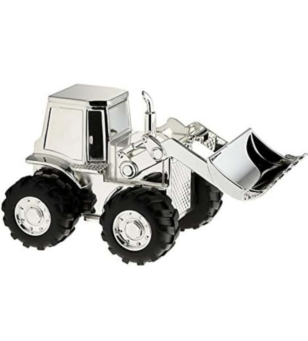 Bambino Silver Plated Tractor Money Box