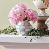Sterling Check Enamel Vase