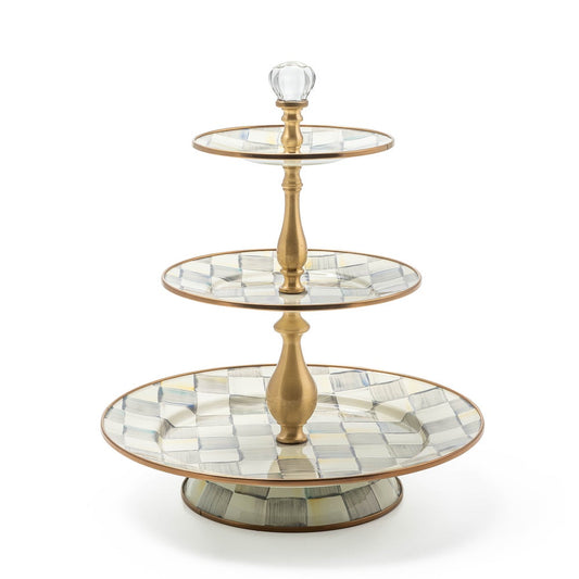 Sterling Check Three Tier Sweet Cake Stand