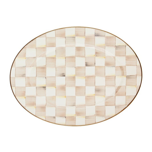 Mocha Check Medium Platter