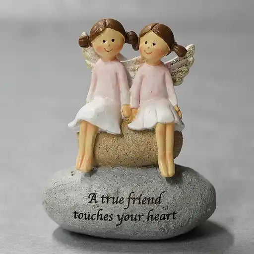 A True friend touches your heart Angels on stone 10cm