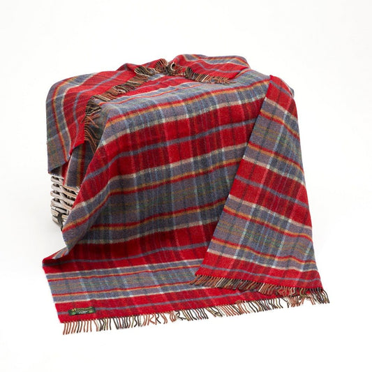 Large Irish Picnic Blanket Orange Red Midnight Blue Plaid