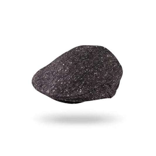 Flat Cap - Irish Tweed Cap Donegal Charcoal Black S/56/6⅞