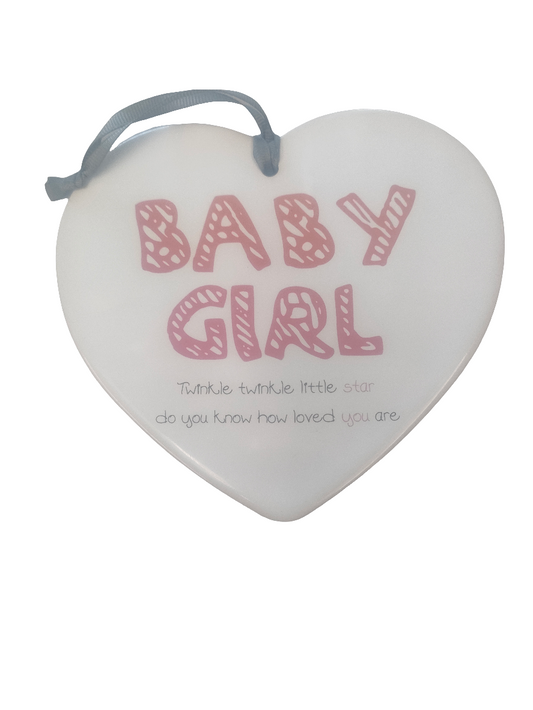 Baby Girl Ceramic Heart Plaque