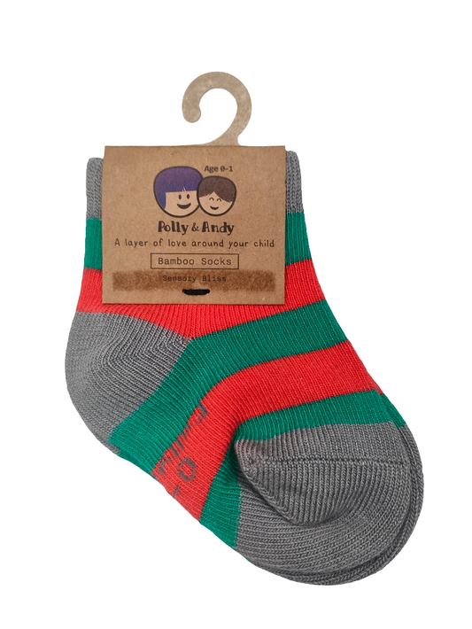 Polly & Andy Bamboo Mayo Socks Red & Green Age 0-1