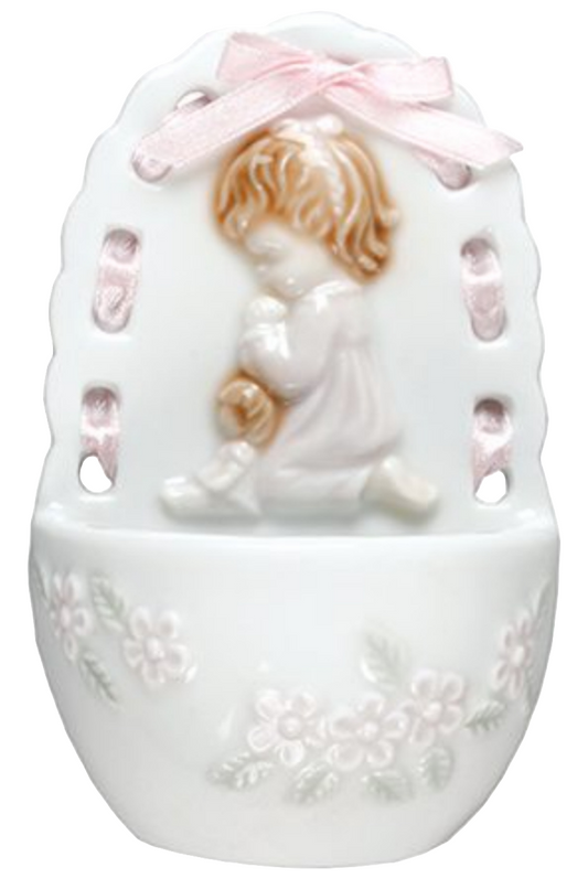 Porcelain Praying Girl Holy Water Fountain