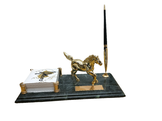 Pen and Paper Memo Set with Horse - Deluxe Desk Set