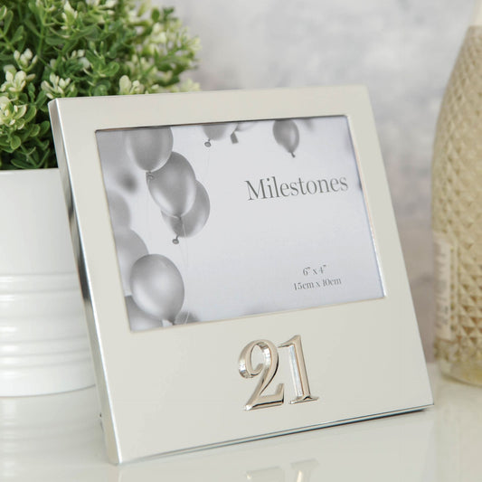 Aluminium 21st Photo Frame with 3D-Number 6" x 4"