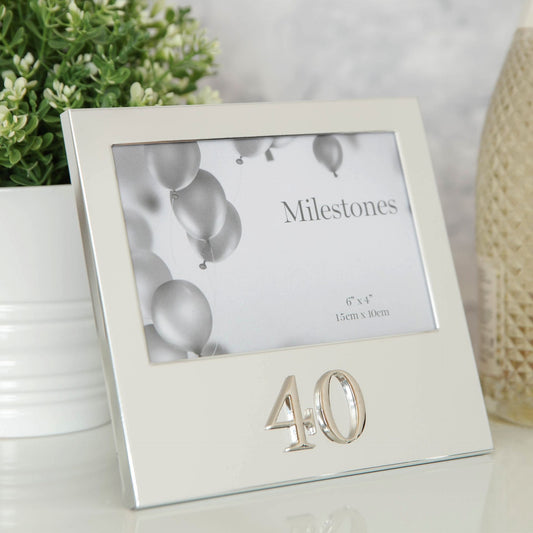 Aluminium 40th Photo Frame with 3D Number 6" x 4"