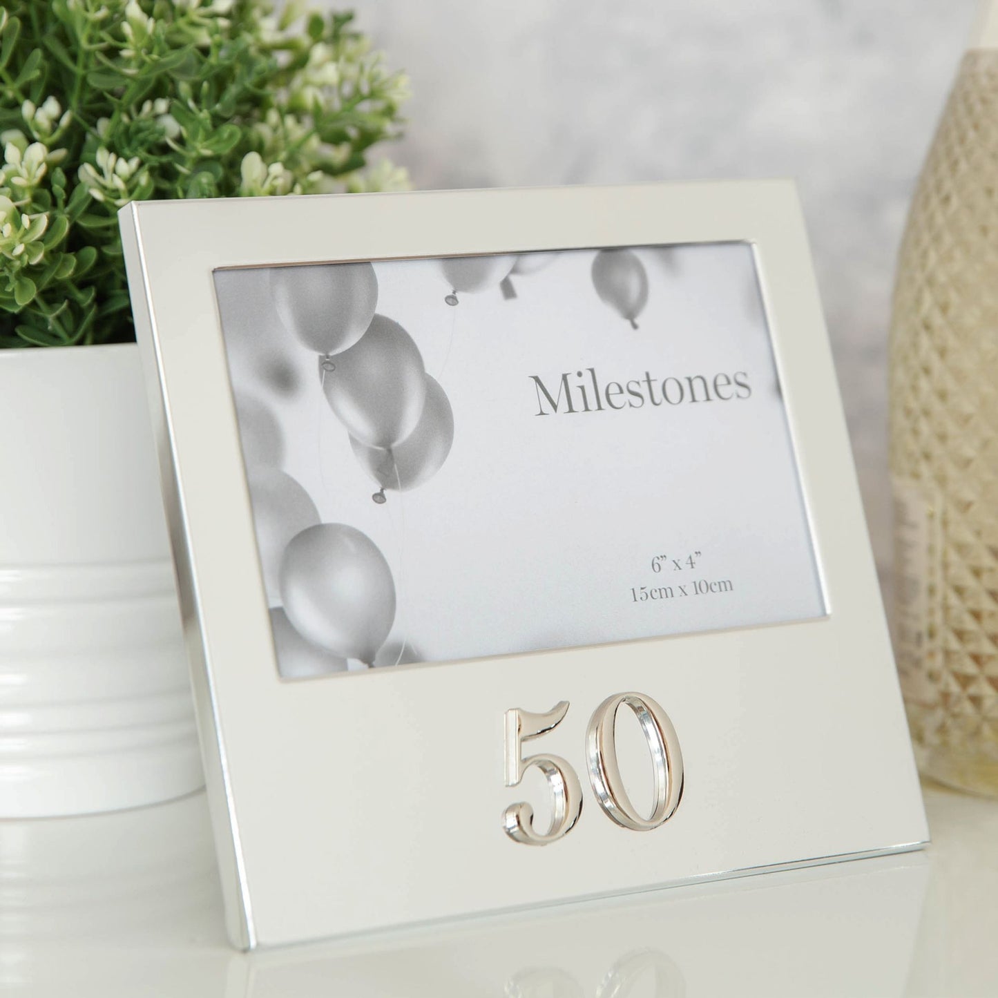 Milestones Aluminium Photo Frame with 3D Number 6" x 4" - 50