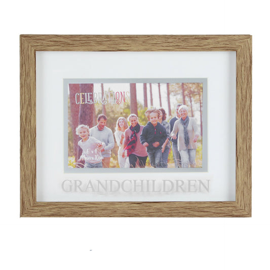 6" x 4" - Natural Wood Effect Frame -Grandchildren