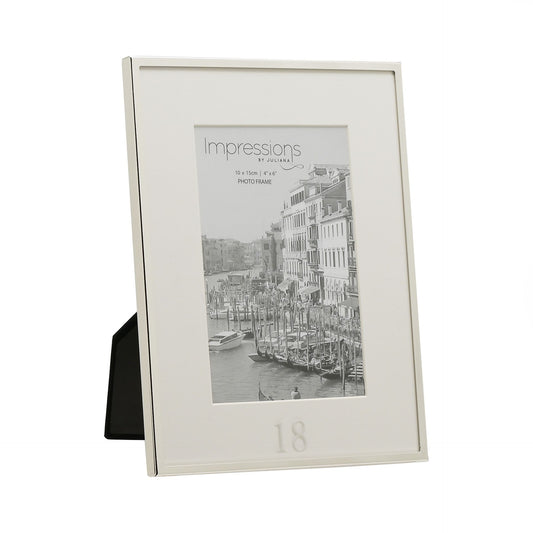 Impressions Silverplated 18th Photo Frame White Border 4" x 6"