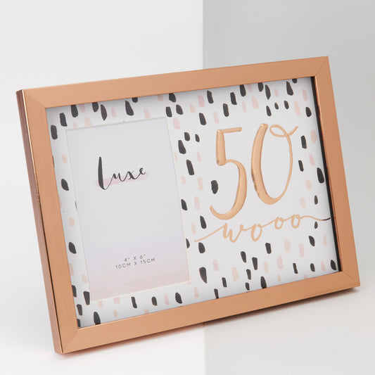 4" x 6" - Luxe Rose Gold Birthday Frame - 50