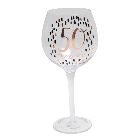 Luxe Birthday Gin Glass with Rose Gold Foil - 50