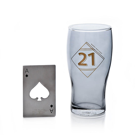 Beer Glass & Bottle Opener - 21st