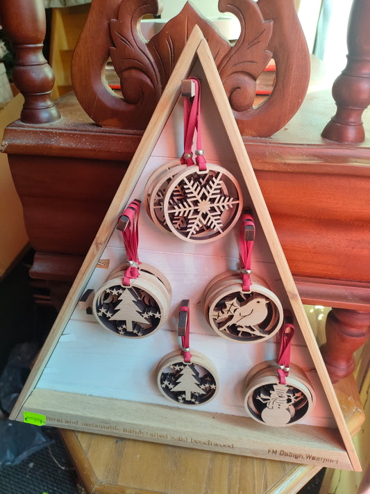 Wooden Christmas Tree Hanging Ornaments