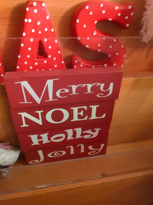 Merry, Noel, Jolly, Holly, Blocks each