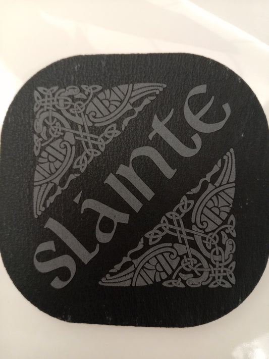 Natural Slate Coaster Slainte