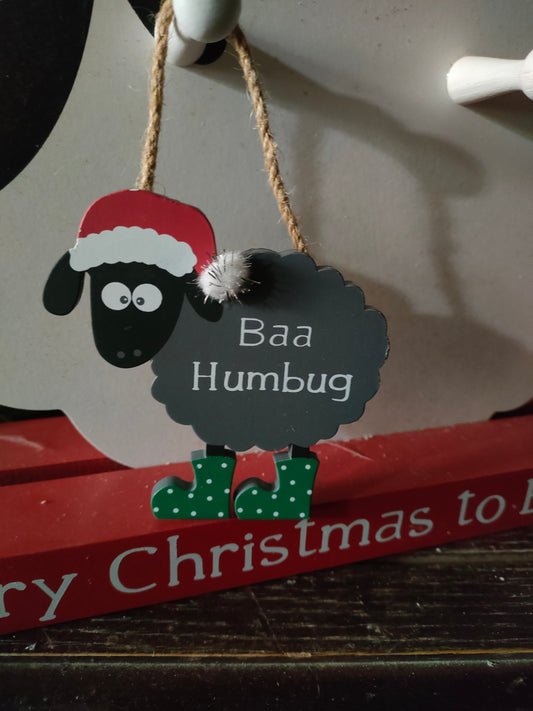 Baa humbug/ Merry Christmas to Ewe Hanging Ornament