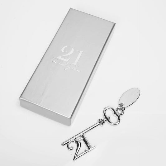 21st Keyring Silver Plated