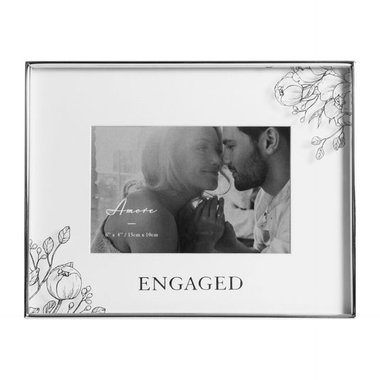Silver Foil Floral Detail Frame 6" x 4" Engaged
