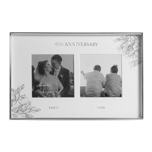 4" x 4" - AMORE BY JULIANA® Floral Double Frame - 40 Years