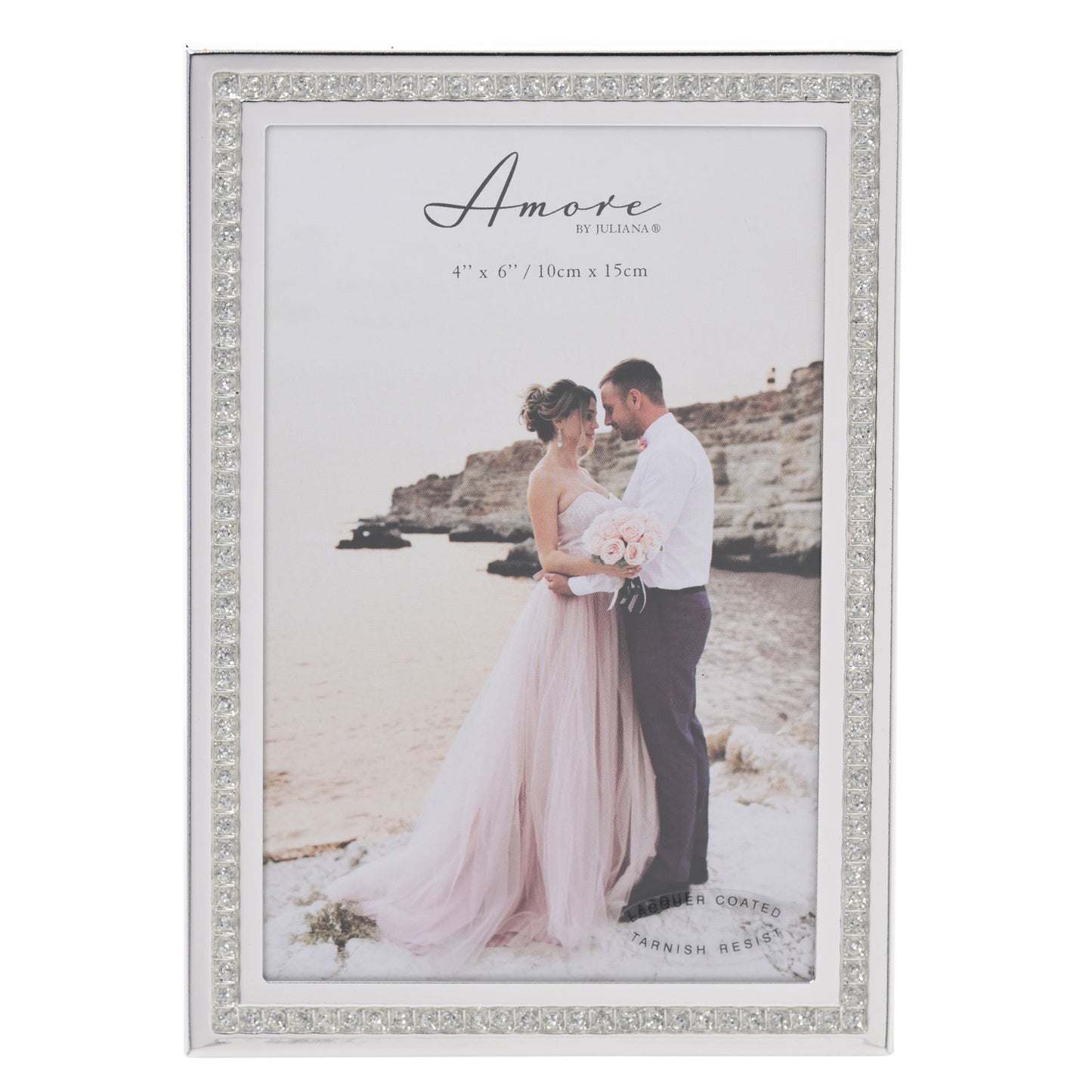 Amore Silver Sparkle Border Photo Frame - 4" x 6"