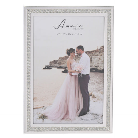 Amore Silver Sparkle Border Photo Frame - 4" x 6"