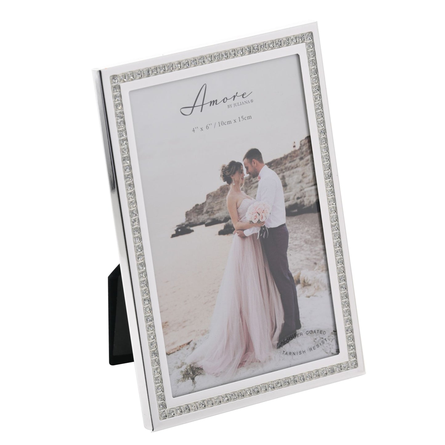 Amore Silver Sparkle Border Photo Frame - 4" x 6"