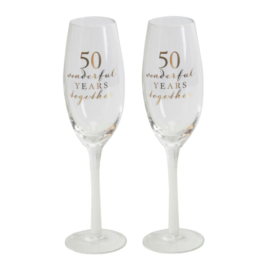 Amore Champagne Flutes Set of 2 - 50th Anniversary