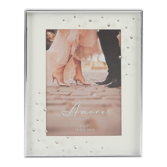 5" x 7"- AMORE BY JULIANA® Silver Plated Frame with Crystals