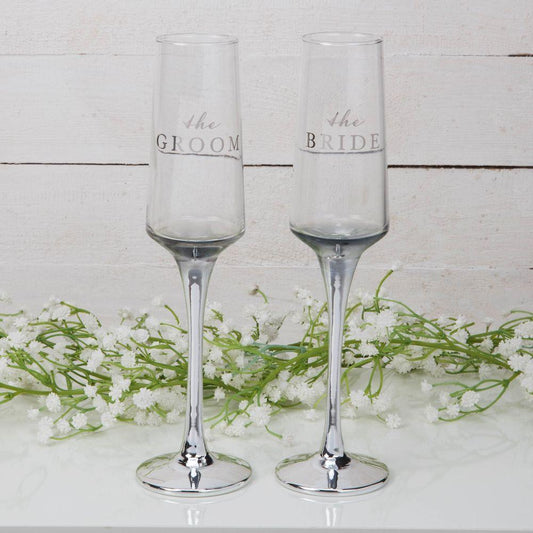 AMORE BY JULIANA® Straight Flute Set of 2 -Bride & Groom
