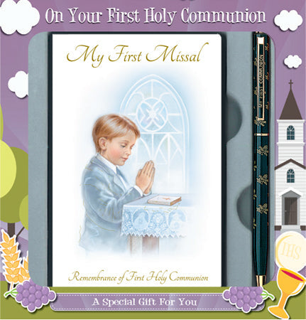 communion boy gift set / book & pen