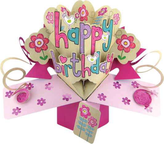 General Birthday Pop up Card Flower Power