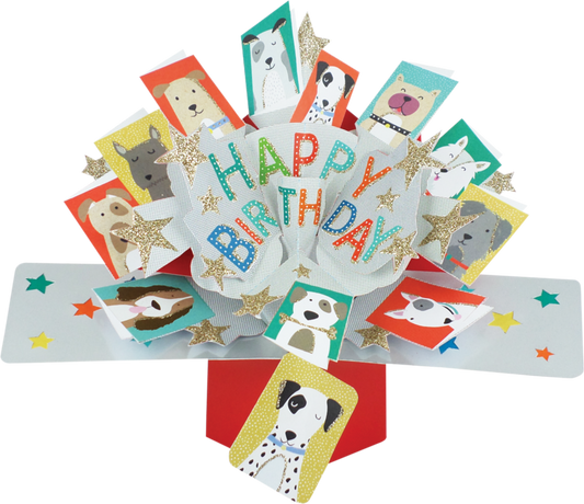 General Birthday Pop up Card Dogs