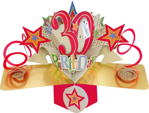 30th Birthday Pop up Card Red
