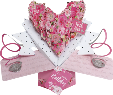 General Birthday Pop up Card Pink Bouquet